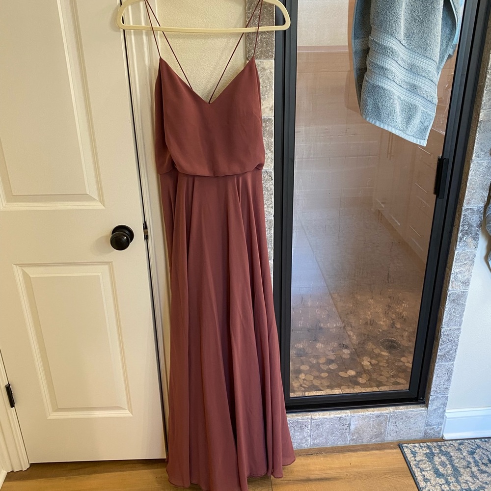 Jenny Yoo Inesse Chiffon V-Neck Spaghetti Strap Gown